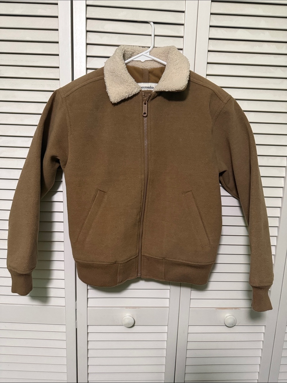 abercrombie kids Brown Jacket with Cream Sherpa Collar